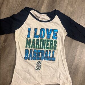 5th & Ocean Mariners Baseball Long Sleeve Tee - Navy and White